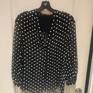 Alice + Olivia Black and White Floral Blouse
